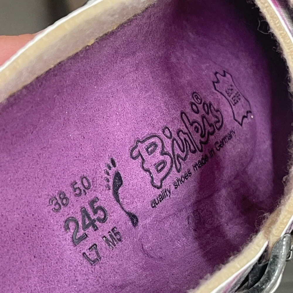 Birkenstock Birkis Dorian Check Lilac Gray Slip On Clog Mules Size 7